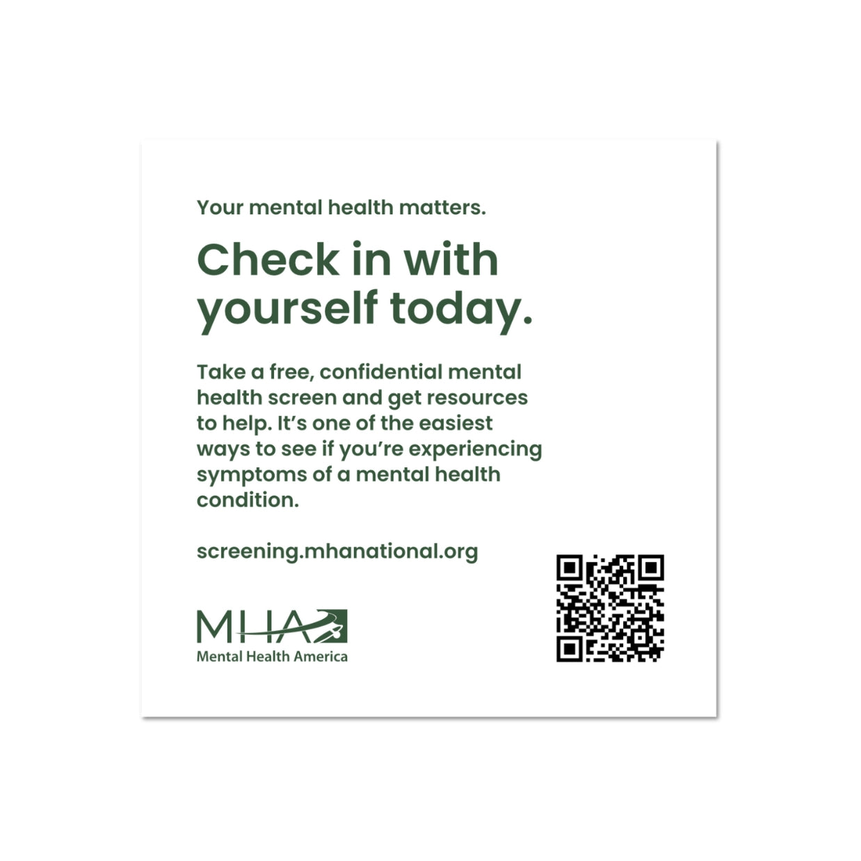 Mental Health Screening Postcards - 50 Pack
